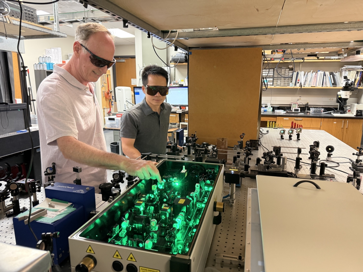 Texas Engineers in the lab where they developed brain blood flow monitoring technology