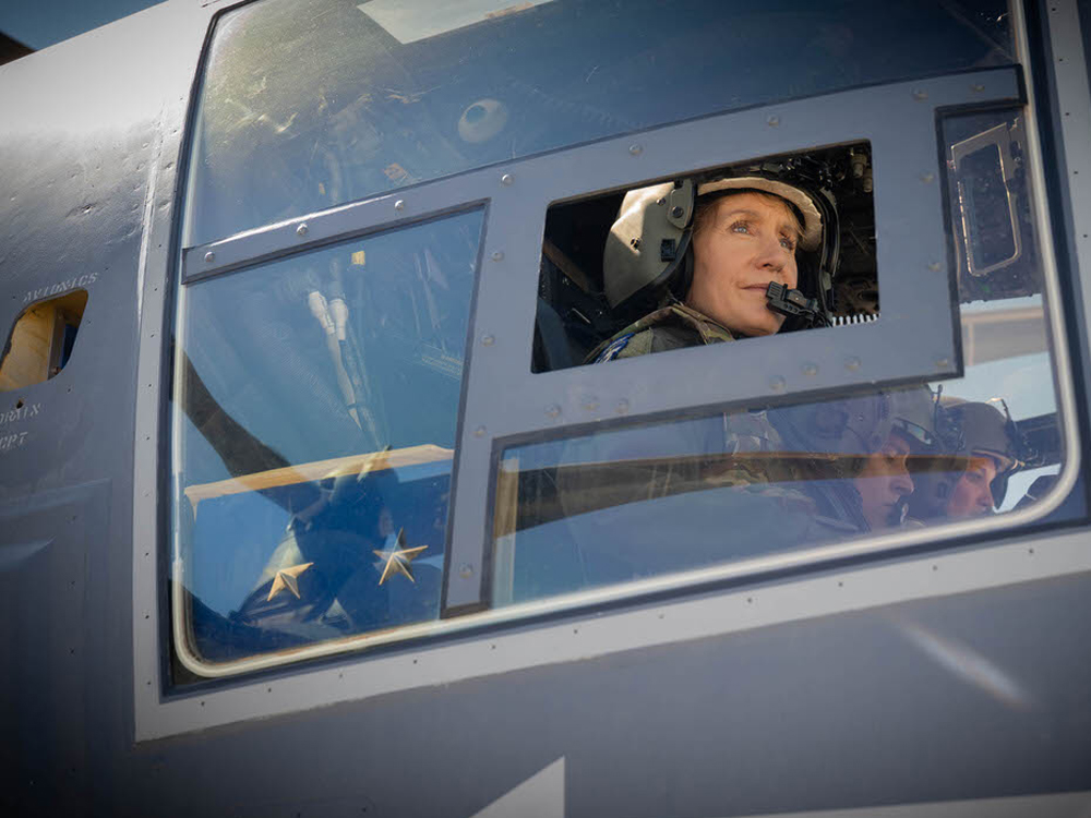 photo of Jeannie Leavitt in cockpit