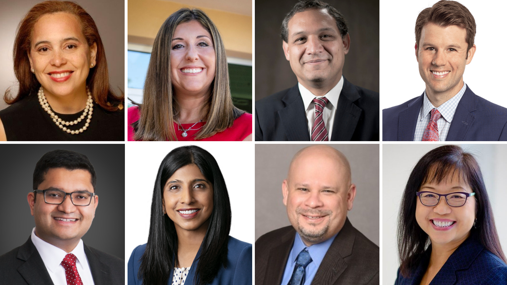 Portraits of eight alumni